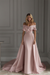 Dusty Rose Off-The-Shoulder Mermaid Prom Dress with Ruffles