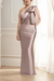 Dusty Rose One Shoulder Champagne Satin Mermaid Evening Dress Long Wedding Guest Dress
