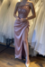 Dusty Rose Sleeveless Prom Dress with Sequins and High Slit