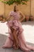 Dusty Rose Ruffled One-Shoulder Hi-Lo Prom Dress 