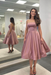 Dusty Rose Satin Strapless Prom Dress