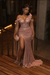 Dusty Rose Sequins Prom Dress Asymmetric Mermaid Evening Gown with Tassels