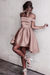 Dusty Rose Sexy Off the Shoulder Prom Simple Short Homecoming Dress - Prom Dresses