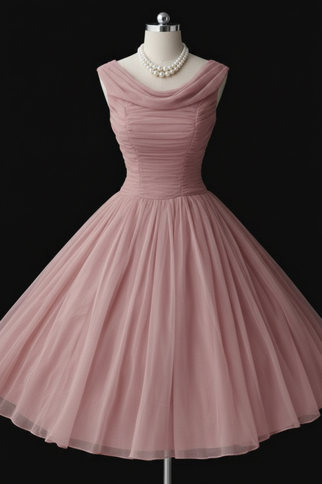 Dusty Rose Simple A Line Chiffon Short Prom Dresses tulle Homecoming Dresses