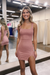 Dusty Rose Square Neck Tight Homecoming Dress with Slit