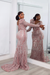 Dusty Rose Stylish One-Shoulder Deep V-Neck Mermaid Prom Dress with Appliques
