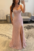 Dusty Rose Sweetheart Lace Mermaid Evening Dress Sequins Corset Prom Dress with Appliques