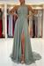 Dusty Sage A-Line Sleeveless One-Shoulder Simple Prom Dress with Lace Appliques - Prom Dresses