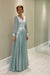 Dusty Sage Aline Chiffon Mother of the Bride Dress Long Sleeves with Appliques - Prom Dresses