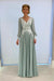 Dusty Sage Aline Chiffon Mother of the Bride Dress Long Sleeves with Appliques - Prom Dresses