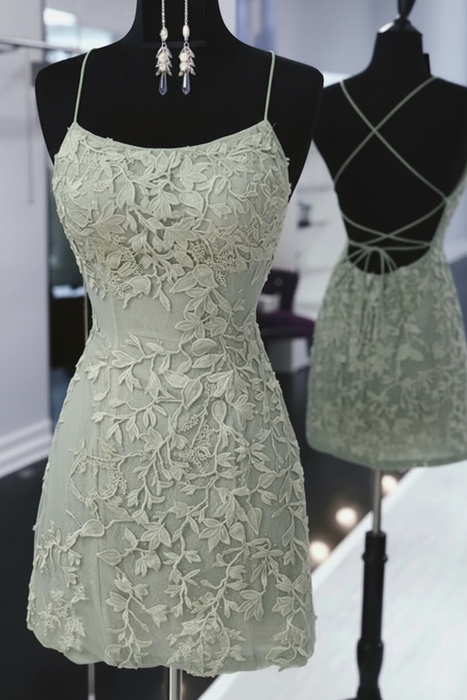 Dusty Sage Lace Formal Graduation Homecoming Dresses