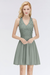 Dusty Sage V-Neck Short Lace Bridesmaid Dresses