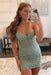 Dusty Sage Strapless Beaded Short Lace Prom Dresses Sweetheart Tight Homecoming Dresses