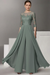 Dusty Sage Half Sleeves Chiffon Mother of Bride Jumpsuit with Appliques - Prom Dresses