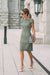 Dusty Sage Lace Formal Dresses Knee Length Mother of the Bride Dress Cap Sleeves