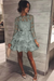 Dusty Sage Mini Long Sleeve Jewel Homecoming Cute Sweet 16 A-line Lace Cocktail Dress - Prom Dresses