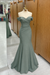 Dusty Sage Off-the-shoulder Sweetheart Sleeveless Long Mermaid Prom Dress - Prom Dresses