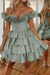 Dusty Sage Off-the-Shoulder Satin Corset Graduation Dress Short Cocktail Dress