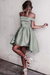 Dusty Sage Sexy Off the Shoulder Prom Simple Short Homecoming Dress - Prom Dresses