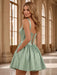 Sage Green Satin Corset Homecoming Dress with Pockets