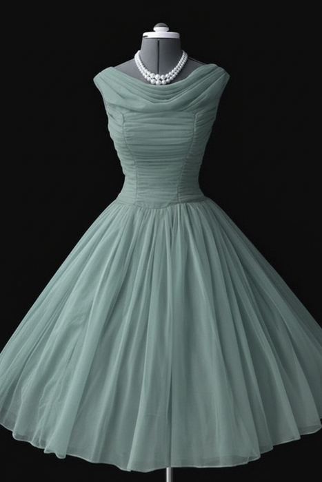 Dusty Sage Simple A Line Chiffon Short Prom Dresses tulle Homecoming Dresses