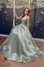 Dusty Sage Simple A Line V Neck Backless Yellow Long Prom Dresses