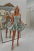 Dusty Sage Strapless Satin Bubble Homecoming Dress Short with 3D Rose Flower