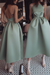 Dusty Sage Unique Tea Length Satin Party Spaghetti Straps Backless Prom Dress - Prom Dresses