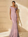 Minimalist Off-the-Shoulder Mother of the Bride Dresses in Trumpet/Mermaid Style with Detachable Flower