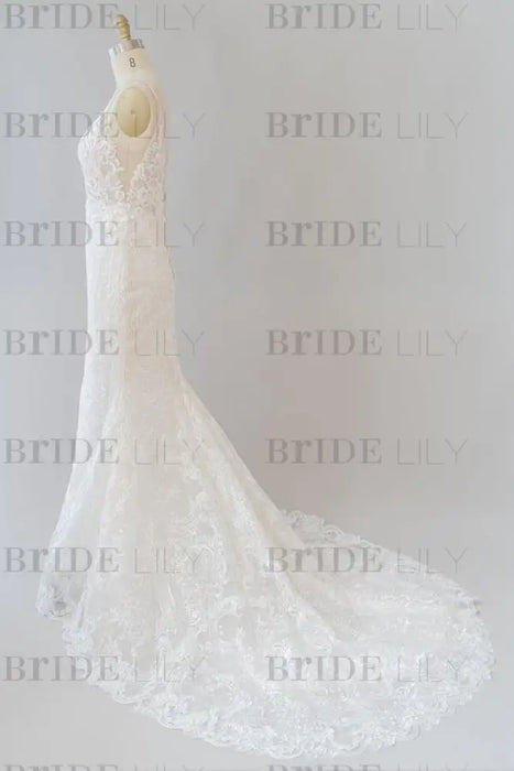 Elegant Appliques V-neck Sheath Wedding Dress - Wedding Dresses