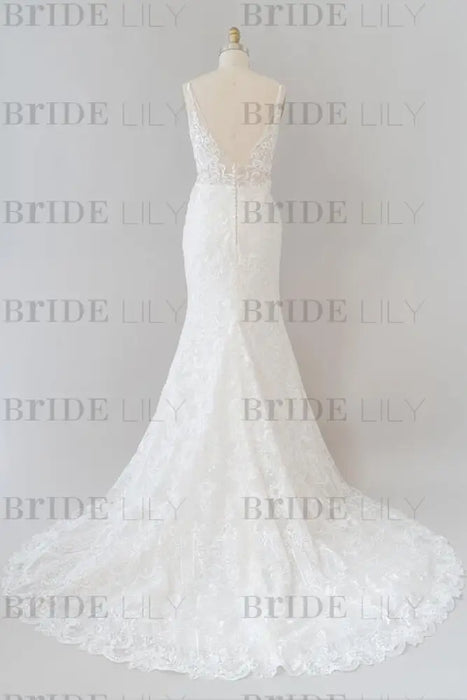Elegant Appliques V-neck Sheath Wedding Dress - Wedding Dresses