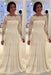 Bateau neck A-line Lace Long Sleeves Mother-of-the-bride Dress Ivory