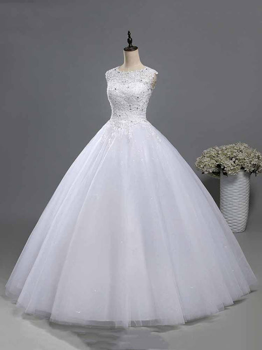 Elegant Beads Lace-Up Ruffles Wedding Dresses - wedding dresses