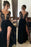 Elegant Black Evening Gown with Striking Sleeve Detail