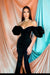 Elegant Black Off-the-Shoulder Mermaid Prom Dress with a Stylish Split 