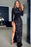 Elegant Black Sequin Mermaid Dress with High Neck and Long Sleeves