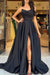 Elegant Black Sleeveless Strapless Prom Dress with Slit for Christmas Sale