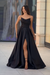 Elegant Black Sleeveless Strapless Prom Dress with Slit for Christmas Sale