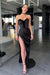 Elegant Black Sweetheart Mermaid Prom Dress with Split