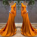 Elegant Burnt Orange Long Sleeves Mermaid Prom Dress Featuring Beads
