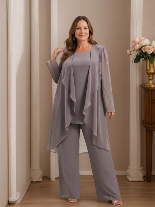 Elegant Chiffon 3 Piece Mother of the Bride Jumpsuits