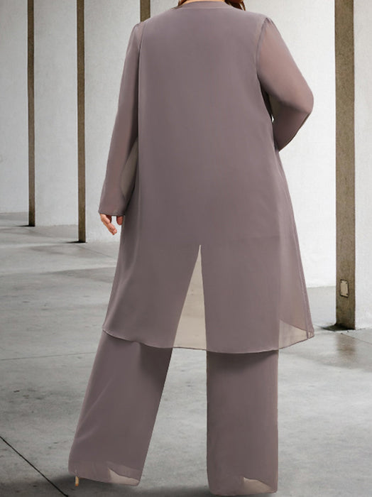 Elegant Chiffon 3 Piece Mother of the Bride Jumpsuits