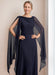 Princess A-Line Floor-Length Mother of the Bride Dress with Cape Sleeves Bow and Ruffles