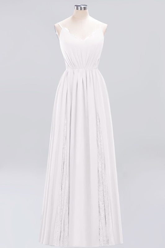 V-Neck Chiffon A-Line Long Bridesmaid Dress in Espresso main image 1