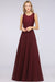 Bridelily Elegant Roud Neckline Sleeveless Burgundy Lace Bridesmaid Dress Online