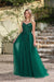 Elegant Dark Green A-Line Spaghetti Straps Prom Dresses with Split - Prom Dresses