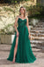 Elegant Dark Green A-Line Spaghetti Straps Prom Dresses with Split - Prom Dresses