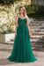 Elegant Dark Green A-Line Spaghetti Straps Prom Dresses with Split - Prom Dresses