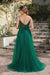Elegant Dark Green A-Line Spaghetti Straps Prom Dresses with Split - Prom Dresses