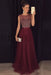 Burgundy A-line Sleeveless Tulle Sequined Long Formal Dress Prom Dresses - Prom Dresses